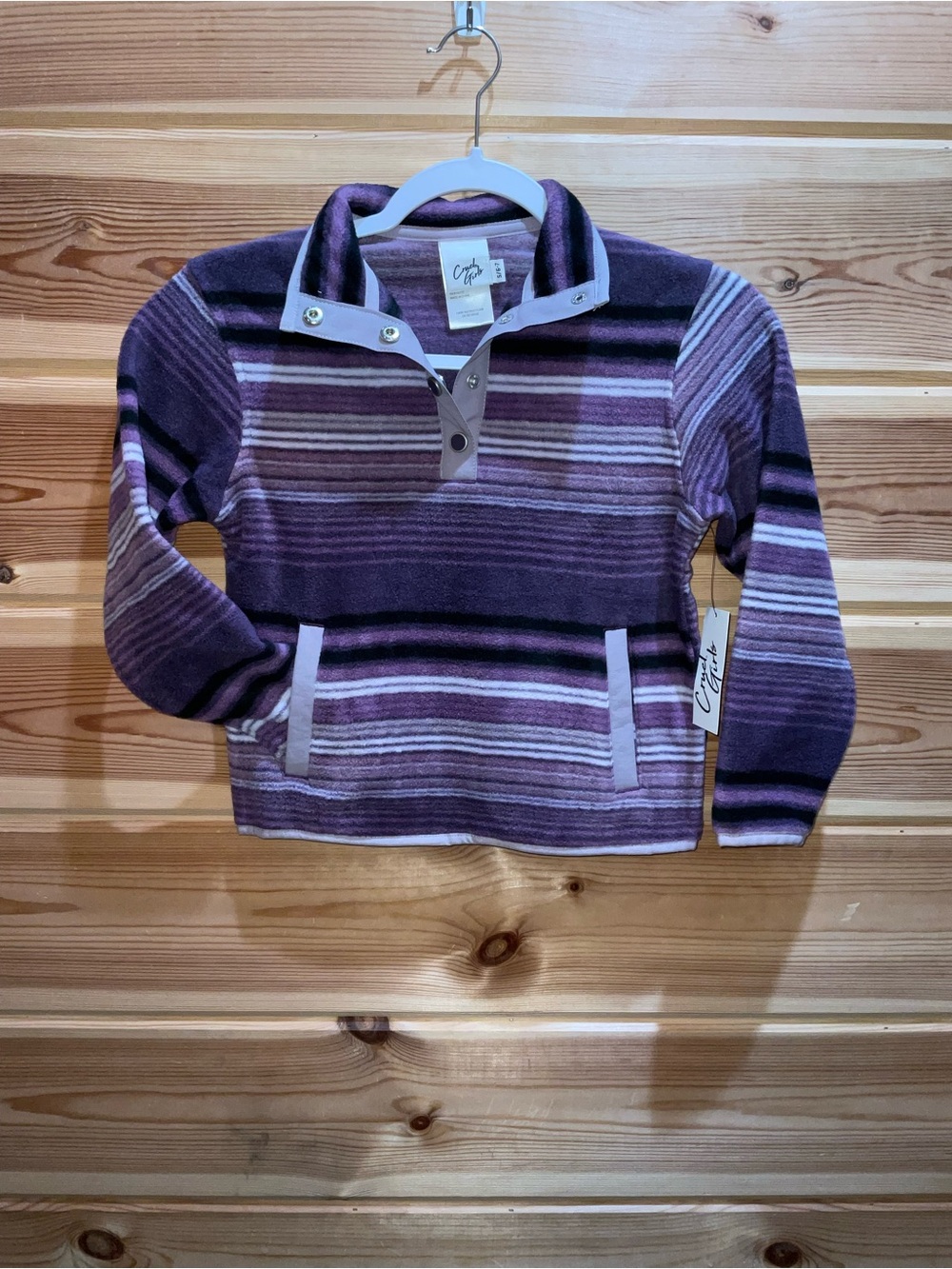 Cruel Girl Purple Striped Snap-Front Fleece Pullover